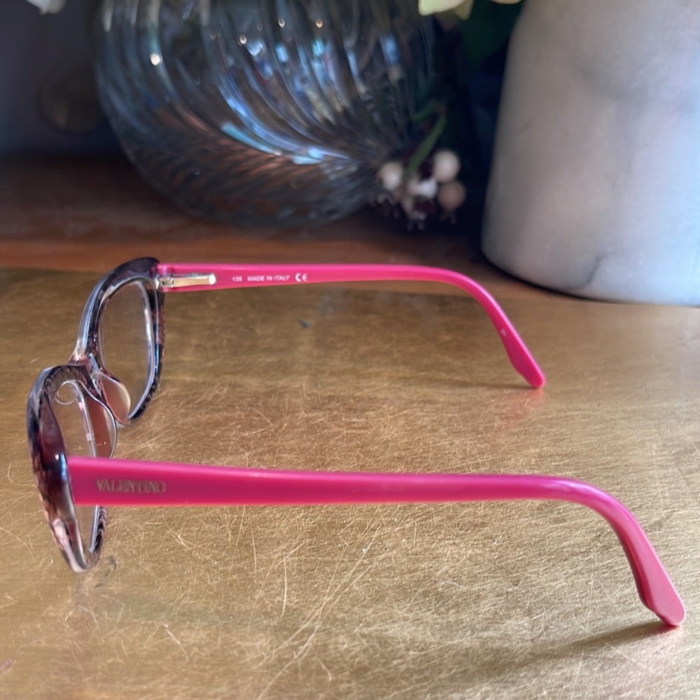 Valentino Cat-Eye Fuchsia Lace Overlay Eye Glasses V2654